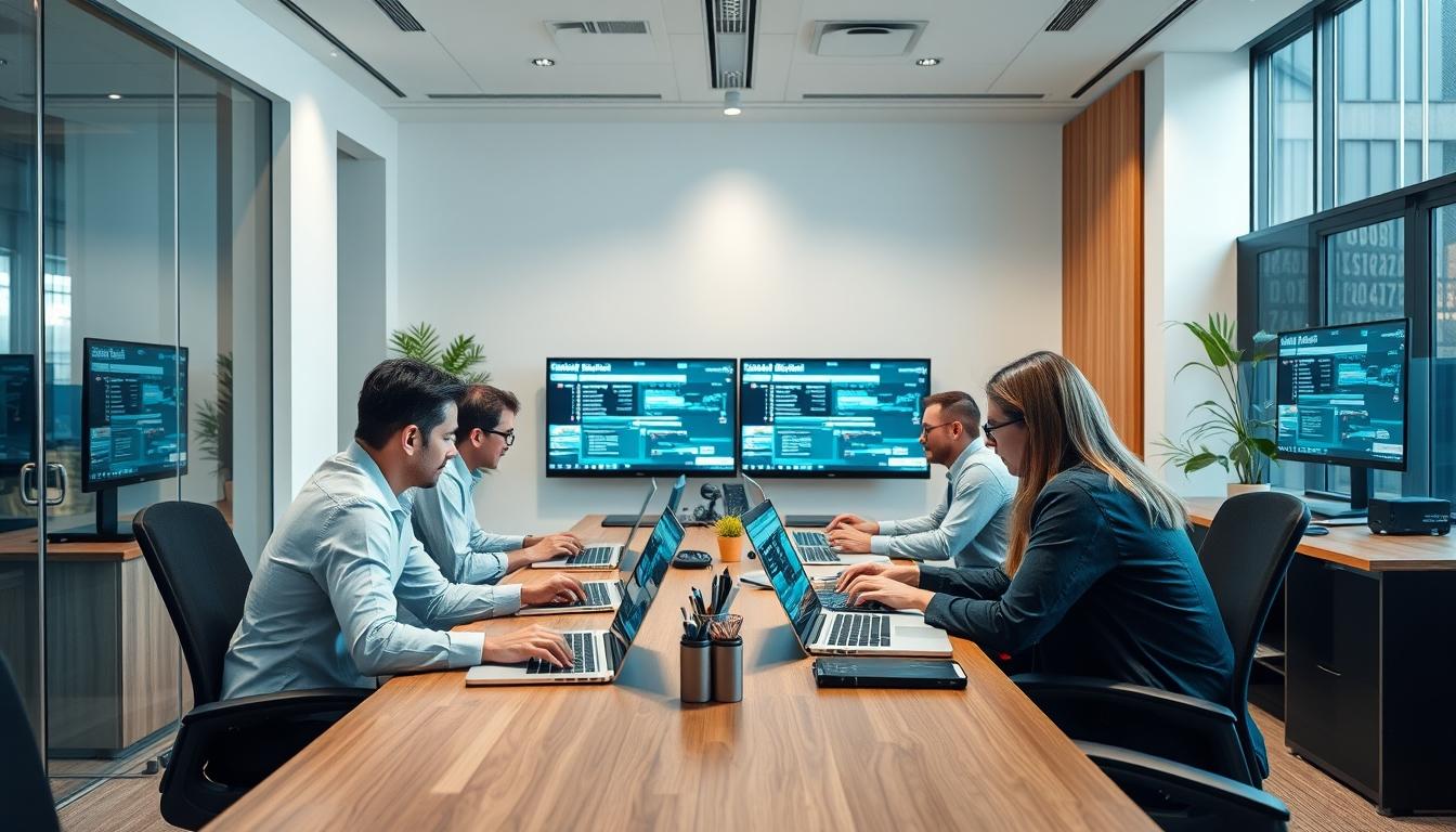 AI software company team and business technology strategy